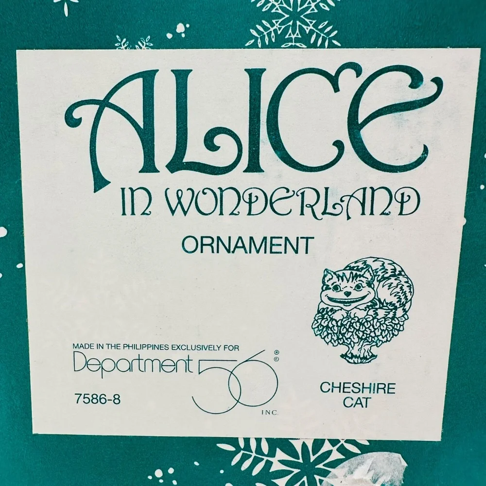Department 56 Alice in Wonderland Cheshire Cat 1993 Christmas Ornament NIB VTG